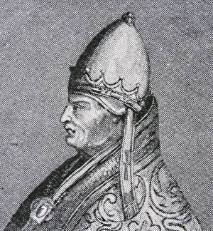 Pope Prints: Portrait of Pope Gregory VI, born John Gratian in Rome. Dated 12th Century