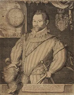 Globe Prints: Portrait of Sir Francis Drake. Jodocus Hondius (1567-1611)