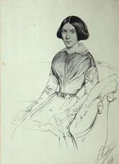 Portrait of sitting woman by Ludwig Wagner