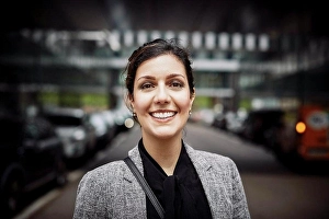 Business And Occupation Prints: Portrait of smiling confident female lawyer in formals at workplace