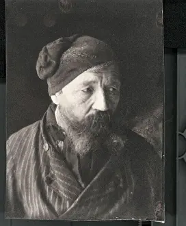 David Prints: Portrait study of a head captured by Ludwig David using gummidruck technique after 1894