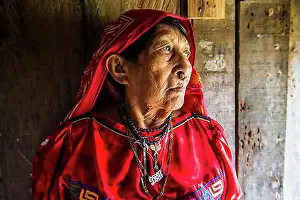 Front Views Prints: Portrait of a tradfitional dressed Kuna indian woman