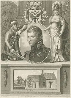 Amsterdam Prints: Portrait of Tsar Alexander I of Russia crowned with his coat of arms
