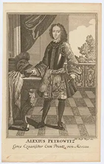 Romanov Prints: Portrait of Tsarevich Alexei Petrovich of Russia (1690-1718) by Wiegel