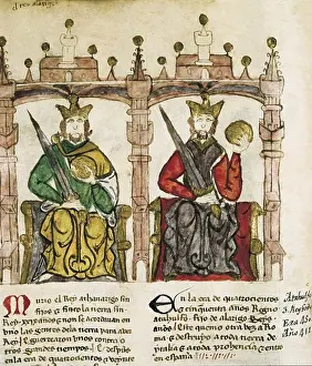Middle Ages Prints: Portrait of the Visigothic kings Alaric I (left) and Ataulf