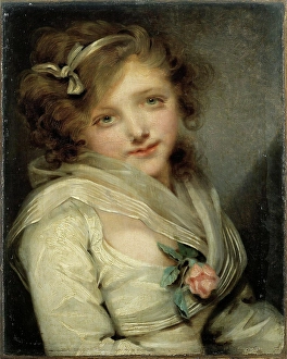 Illustration Prints: Portrait of young girl Jean-Baptiste Greuze (1725-1805)