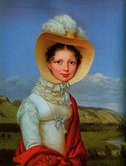 1819 Prints: Portrait of young woman in hat by Franz Seraph Stirnbrand