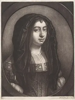 Portrait of a young woman with a headscarf. Young woman with a headscarf, possibly the woman of the print maker