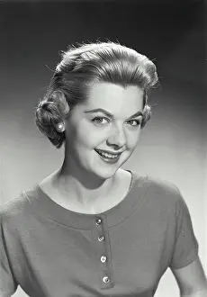 Medium Length Hair Prints: Portrait of a young woman smiling