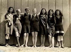 Side By Side Prints: Portrait of young women in swimwear