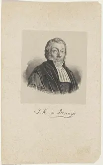 Gown Prints: Portret van J.R. de Brueys.The portrait carries a gown and a white bed