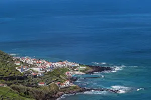Azores Prints: Portugal, Azores, Santa Maria Island, Maia. Elevated town view