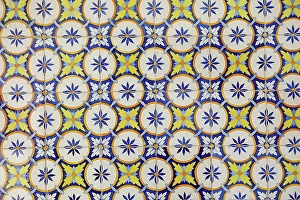 Tiled Floor Prints: Portugal, Lisbon, Traditional Portuguese ceramic tiles Azuelos