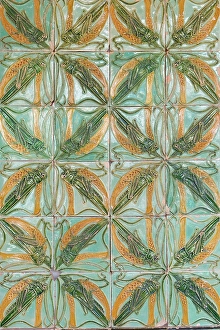 Tiled Floor Prints: Portugal, Lisbon, Traditional Portuguese ceramic tiles Azuelos