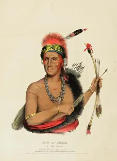 Historische Prints: Pow-a-sheek. A Fox Chief 1838, Indian