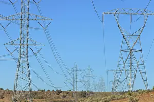 Electric Prints: Power Lines on pylons near town of Maupin, Deschutes River, Central Oregon, USA