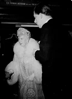 Empress Of India Prints: Premiere of 'Tales of Hoffmann' At The Carlton -- Queen Mary escorted by Lord Harewood when she arrived