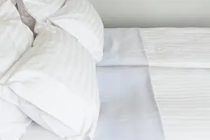 Prepared Prints: Prepared fresh bed, scene in hotel room Prepared fresh bed