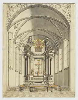 Recto Prints: Presentation Drawing of a late Baroque Altar inside a Church Anonymous