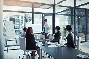 Report Prints: Presentation, planning and team in a meeting for a report or corporate workshop for sales in a startup company