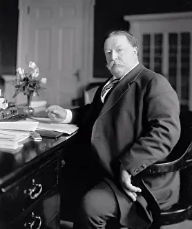 Archives Prints: President William Howard Taft sitting at his desk circa 1909-1913