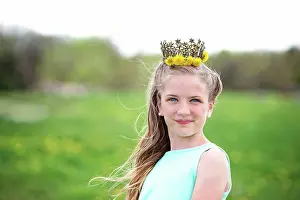 8 10 Years Old Prints: Pretty blond tween girl with dandelion crown