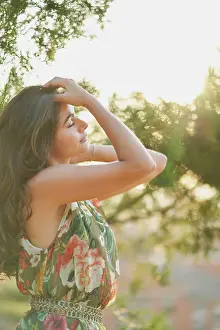 Streets Prints: Pretty young model poses in a park of Toledo, Spain