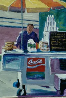 Commercial Sign Prints: Pretzel Vendor by Patti Mollica, 2000, Collection of the Artist