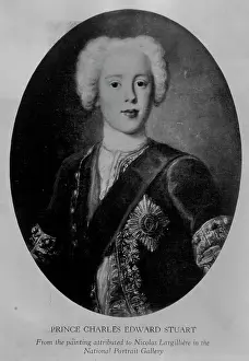 1955 Prints: Prince Charles Edward Stuart from the painting attributed to Nicolas Largilliere in the National Portrait Gallery