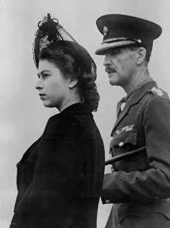 Colonel Prints: Princess Elizabeth Inspects Her Regiment - Princess Elizabeth at the saluting base during the march past