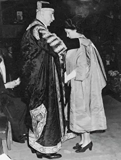 Monarchy Prints: Princess Elizabeth Receives Degree at London University -- The Earl of Athlone
