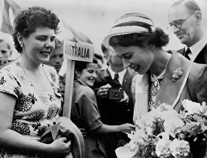 Australian Prints: Princess Elizabeth talking to a young Australian