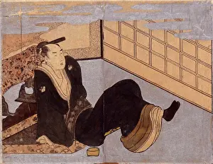 Japanese Prints: Print shows a man reclining
