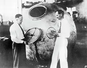 Explorer Prints: Professor Jean Piccard And Commander Settle Make Stratosphere Ascent -- Professor Jean Piccard (right) and Lieut