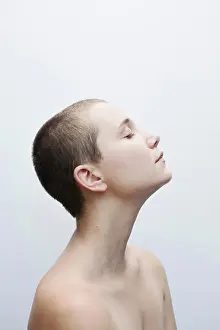 Persistency Prints: Profile of Caucasian woman with shaved-head