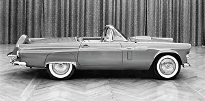 Stationary Prints: Side profile of a convertible car, 1956 Ford Thunderbird