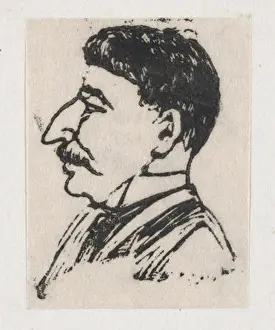 Mustache Prints: A profile of a man with a dark mustache and big nose ca