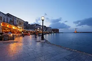 Cafe Prints: Promenade, Venetian port, Chania, Crete, Greece