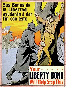 Liberty Prints: Propaganda poster from WWI advertising the payment of Liberty Bonds in order to support the allied troops