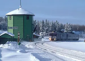 Cargo Prints: The Prospector, BC Rail passenger train arrives at Lone Butte, British Columbia, Canada