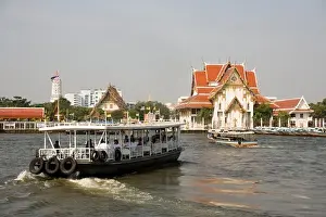 Ferry Prints: Public ferries on river Menam Chao Phraya, Bangkok, Thailand