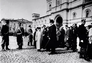 Moscow Prints: The Public waiting the Tsar Nicholas II before the Strastnoy Monastery in Moscow by Russian Photographer /Russian State