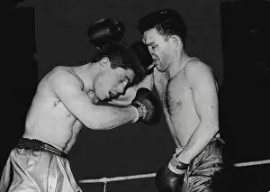Boxer Prints: Pugilism - And On A Sunday Too -- Say Lands a left to Tissong's Nose