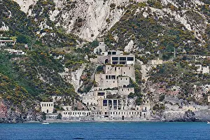 Sicily Prints: Pumice mining, abandoned mine, derelict industrial buildings