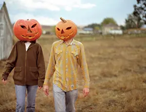 Apparel Prints: Two Pumpkin heads