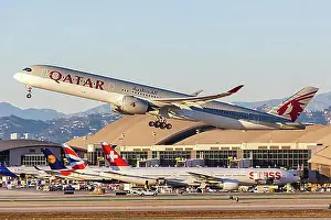 Aviation Prints: A Qatar Airways Airbus A350-1000 with registration A7-ANQ at Los Angeles Airport