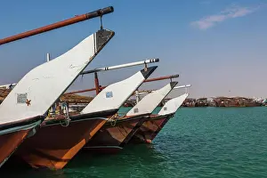 Arabic Prints: Qatar, Al-Khor, dhows in the fishing port