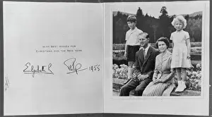 Her Majesty Prints: Queen Elizabeth - Christmas Card 1958 - Royalty. December 22, 1955