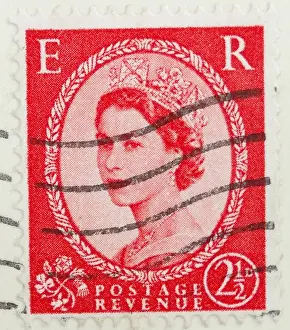 Elizabeth Ii Prints: Queen Elizabeth II as she appeared on an English postage stamp circa 1958