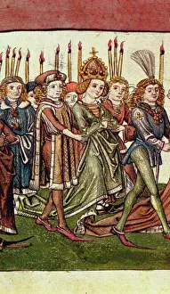 Manuscript Prints: Queen Elizabeth of Luxembourg. Detail from the Richental's illustrated chronicle